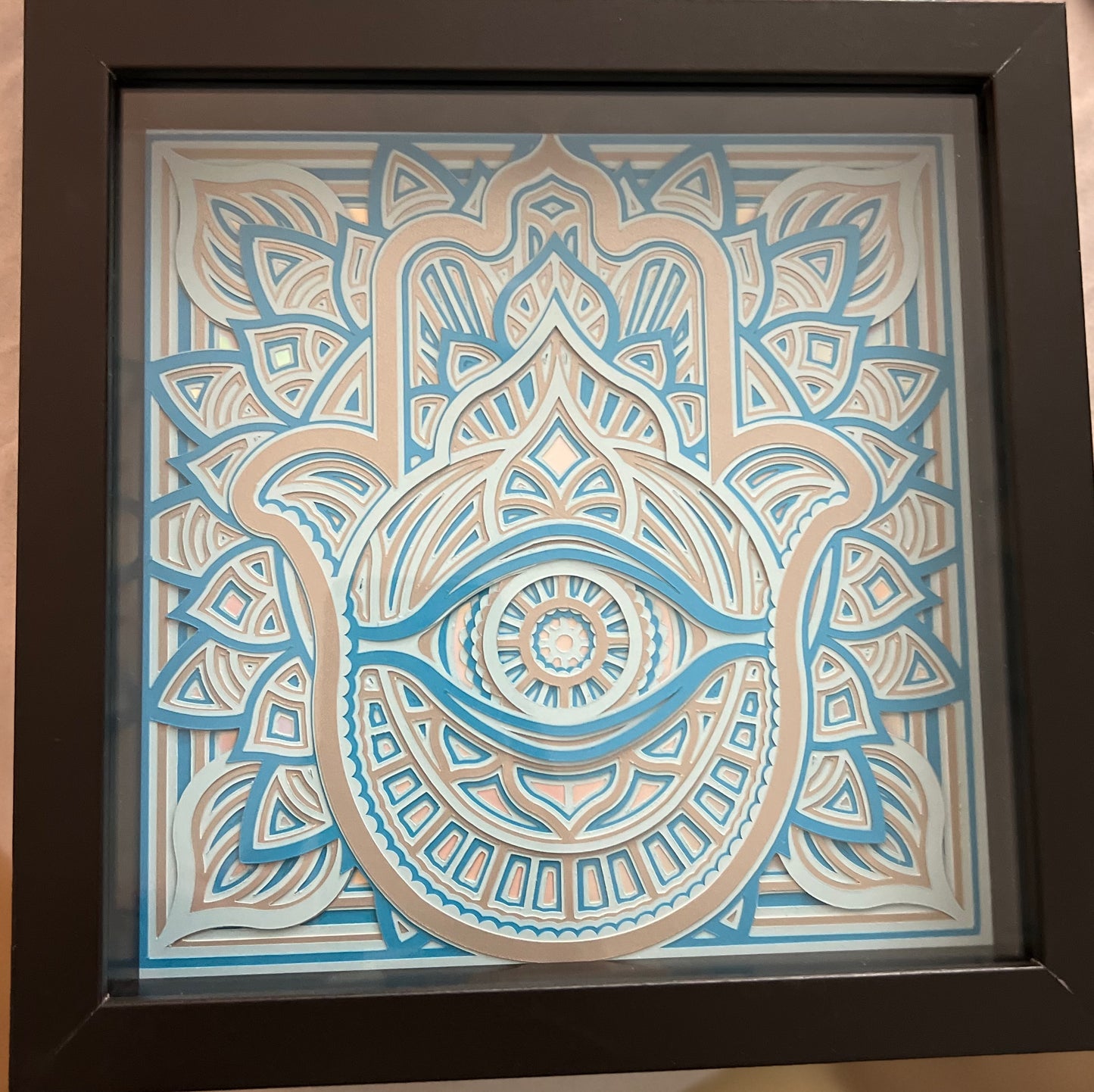 Layered Hamsa Shadow Box