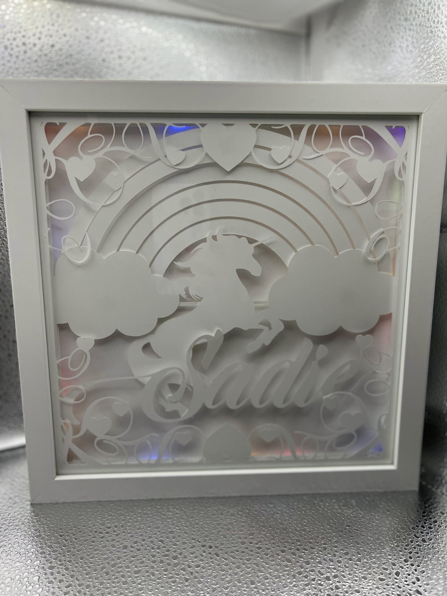 Personalized Unicorn Lighted Shadow Box