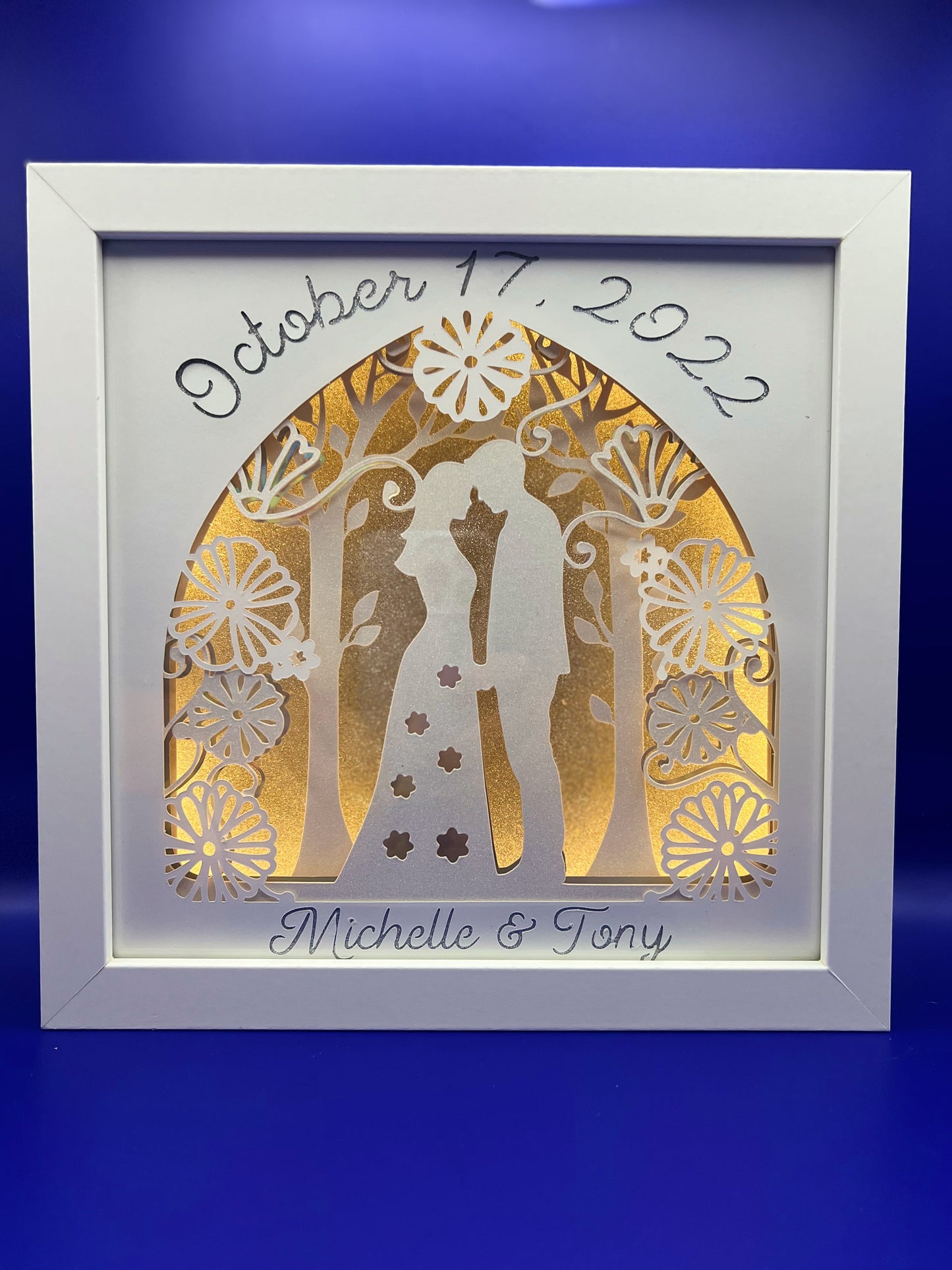 Personalized Wedding Lighted Shadow Box